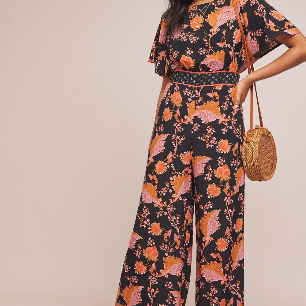 ISO Anthropologie Maeve Botanical Belted Jumpsuit